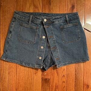 Bar III Oasis Blue Jean Skort with Button Front